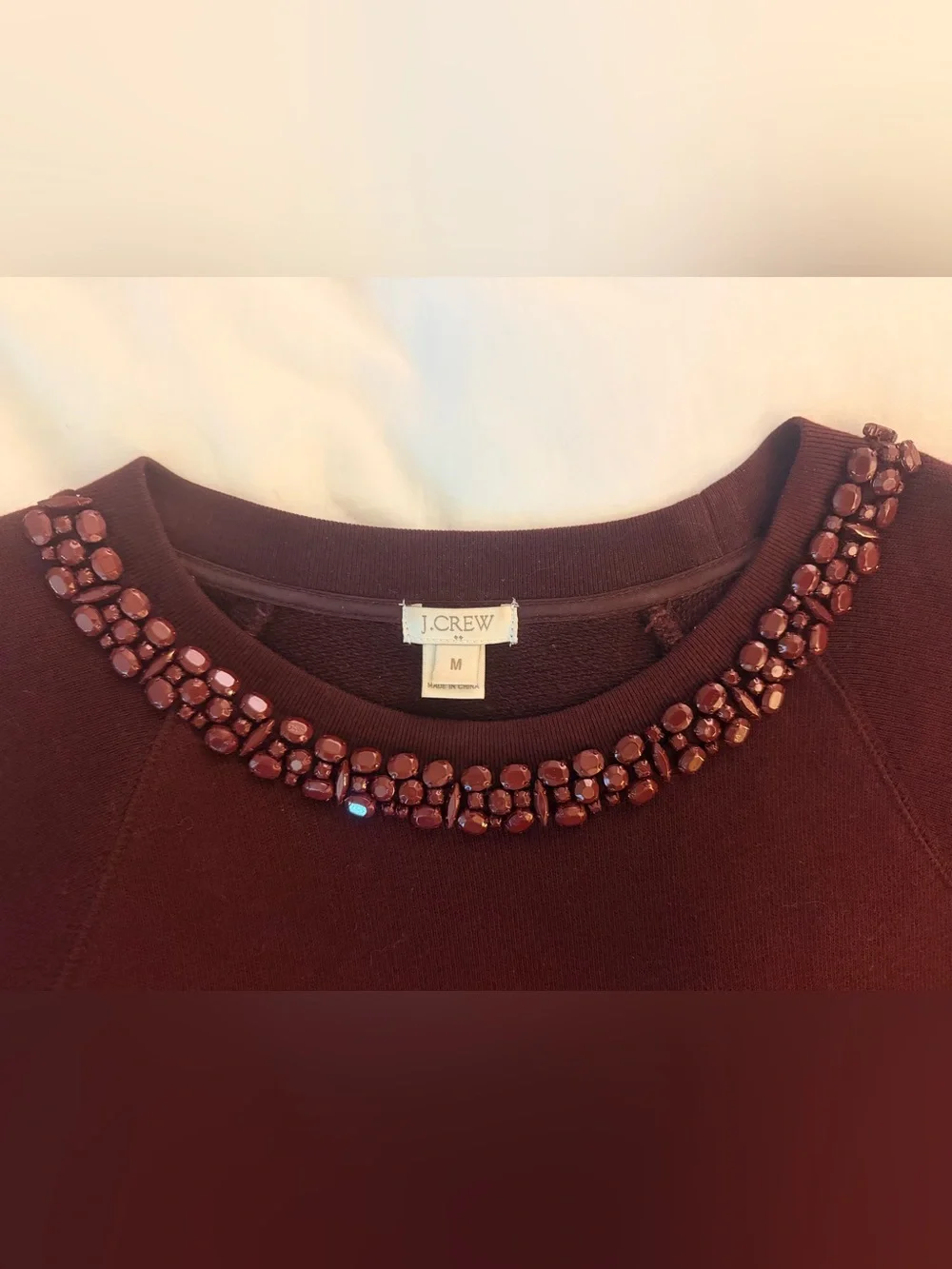 J. Crew Maroon Beaded Crewneck Sweater Excellent Condition